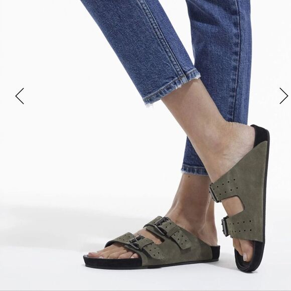 Kooples suede leather khaki slide sandal NIB Size 40 - Picture 9 of 14